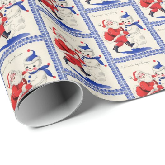 Retro-Jahrgang Weihnachten Weihnachtsschneemann ge Geschenkpapier (Rolleneckpunkt)