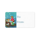 Retro-Jahrgang Weihnachtsangeln Adressaufkleber (Vorne)