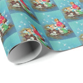 Retro-Jahrgang Weihnachtsangeln Geschenkpapier (Rolleneckpunkt)