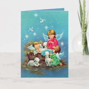 Retro-Jahrgang Weihnachtsangeln Karte