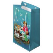 Retro-Jahrgang Weihnachtsangeln Kleine Geschenktüte (Vorderseite Schrägansicht)