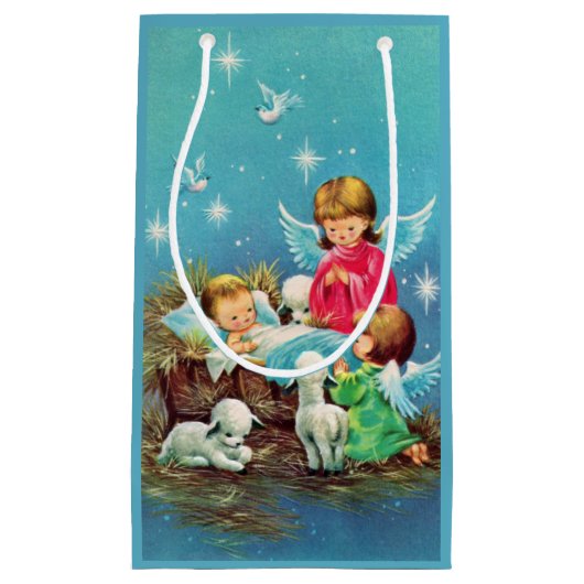 Retro-Jahrgang Weihnachtsangeln Kleine Geschenktüte (Vorderseite)