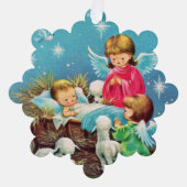 Retro-Jahrgang WeihnachtsAngels Baby Jesus fügen T Ornament Karte (Vorderseite)