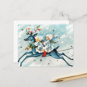 Retro-Jahrgang WeihnachtsAngels Holiday Postcard Feiertagspostkarte
