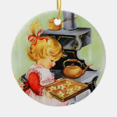 Retro-Jahrgang Weihnachtsbäckermädchen Keramik Ornament (Vorne)