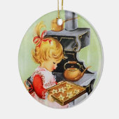 Retro-Jahrgang Weihnachtsbäckermädchen Keramik Ornament (Links)