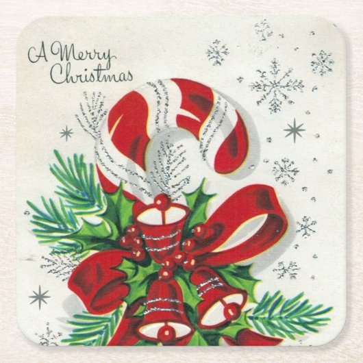 Retro-Jahrgang Weihnachtscreme Rechteckiger Pappuntersetzer (Vorderseite)