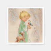 Retro-Jahrgang Weihnachtsfeiertag Serviette (Vorderseite)