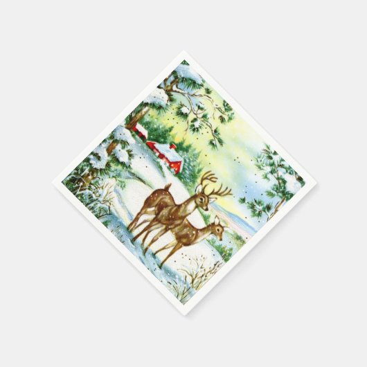 Retro-Jahrgang Weihnachtsfeiertag Serviette (Ecke)