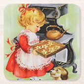 Retro-Jahrgang Weihnachtsgebäck Party Rechteckiger Pappuntersetzer (Vorderseite)