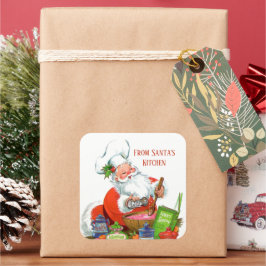 Retro-Jahrgang Weihnachtsgebäck Santa Quadratischer Aufkleber