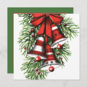 Retro-Jahrgang Weihnachtsglocken hinzufügen Inform Einladung (Vorne/Hinten)