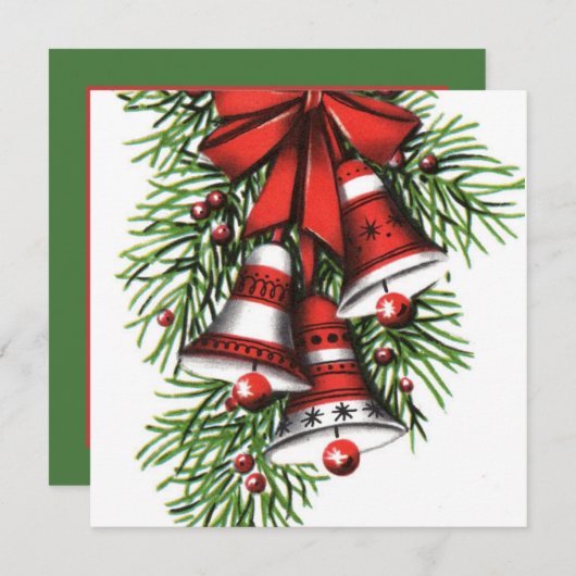 Retro-Jahrgang Weihnachtsglocken hinzufügen Inform Einladung (Vorne/Hinten)