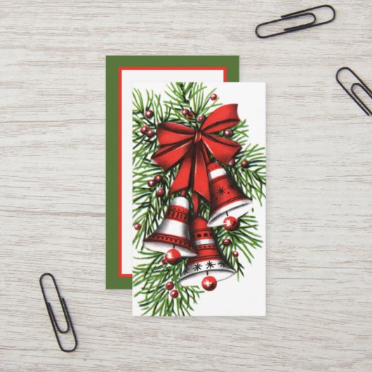 Retro-Jahrgang Weihnachtsglocken hinzufügen Inform Visitenkarte (Vorderseite/Rückseite Beispiel)