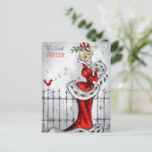 Retro-Jahrgang Weihnachtsister Feiertagspostkarte (Stehend Vorderseite)