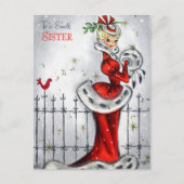 Retro-Jahrgang Weihnachtsister Feiertagspostkarte (Vorderseite)