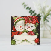 Retro-Jahrgang Weihnachtskarte machen Schneemann-P Einladung (Stehend Vorderseite)