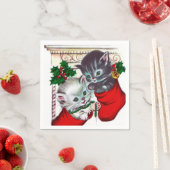 Retro-Jahrgang Weihnachtskatzen Feiertag Serviette (Beispiel)