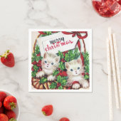 Retro-Jahrgang Weihnachtskatzen Urlaub Serviette (Beispiel)