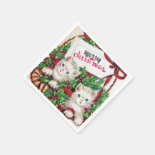 Retro-Jahrgang Weihnachtskatzen Urlaub Serviette (Ecke)