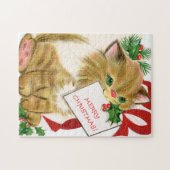 Retro-Jahrgang Weihnachtskatzenfest Puzzle (Horizontal)