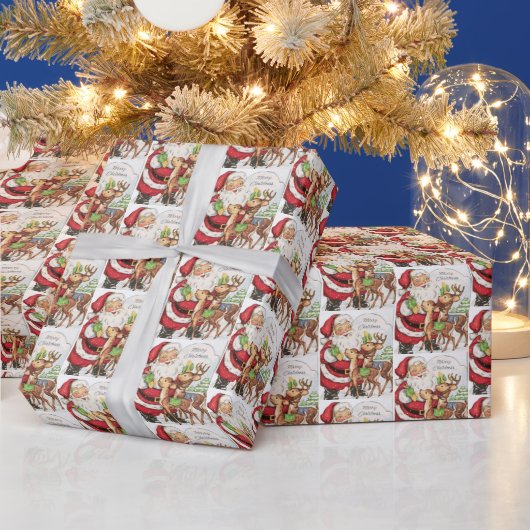 Retro-Jahrgang Weihnachtskatzenjause gekachelt Geschenkpapier (Feiertage)