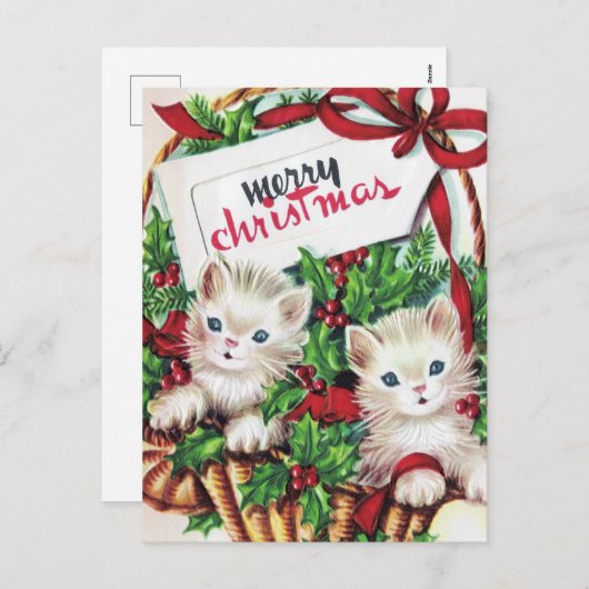 Retro-Jahrgang Weihnachtskatzenliebhaber Feiertagspostkarte (Vorne/Hinten)