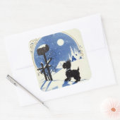 Retro-Jahrgang Weihnachtsschmuck Hund Quadratischer Aufkleber (Umschlag)