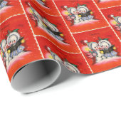 Retro-Jahrgang Weihnachtsschnee Kinder gekachelt P Geschenkpapier (Rolleneckpunkt)