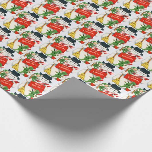 Retro-Jahrgang Weihnachtsschneemann elf gekachelte Geschenkpapier (Ecke)