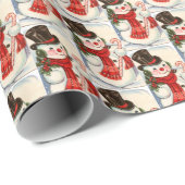 Retro-Jahrgang Weihnachtsschneemann Holiday Geschenkpapier (Rolleneckpunkt)