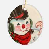 Retro-Jahrgang Weihnachtsschneemann Holiday Keramik Ornament (Links)