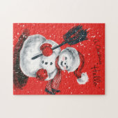 Retro-Jahrgang Weihnachtsschneemann Holiday Puzzle (Horizontal)