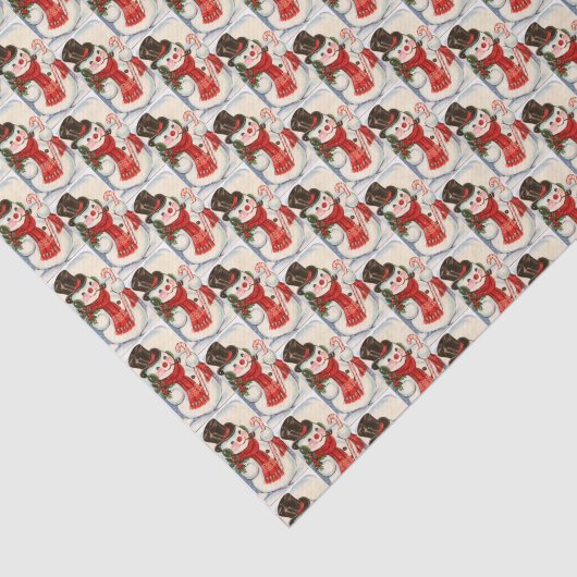 Retro-Jahrgang Weihnachtsschneemann Holiday Seidenpapier (Ausschnitt)