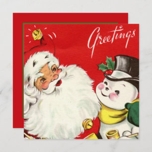 Retro-Jahrgang Weihnachtsschneemann Santa Party Einladung