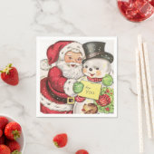 Retro-Jahrgang Weihnachtsschneemann Weihnachtsfeie Serviette (Beispiel)