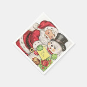 Retro-Jahrgang Weihnachtsschneemann Weihnachtsfeie Serviette (Ecke)