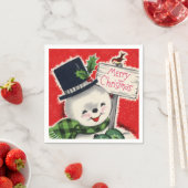 Retro-Jahrgang Weihnachtsschneezeit Serviette (Beispiel)