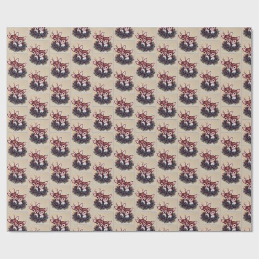 Retro-Jahrgang Weihnachtswildkachel Holiday Geschenkpapier (Flach)