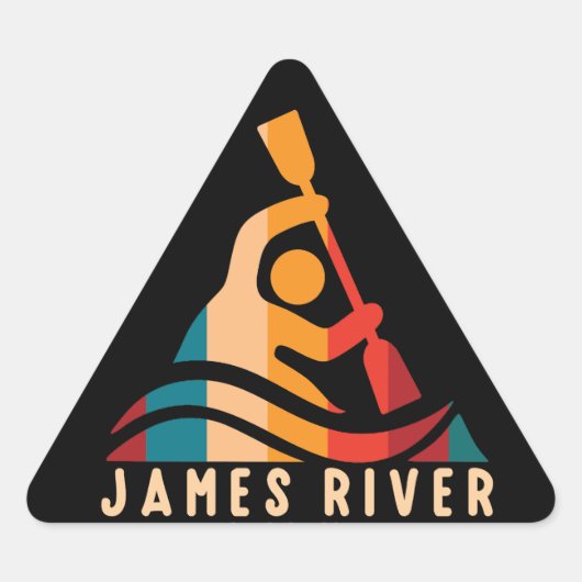 Retro James River Kayaking Dreieckiger Aufkleber (Vorderseite)