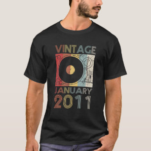 Retro Januar 2011 T 11. Geburtstagsgeschenk 11 Jah T-Shirt