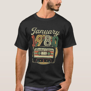 Retro January 1980 Cassette Tape 42Nd Birthday Dec T-Shirt