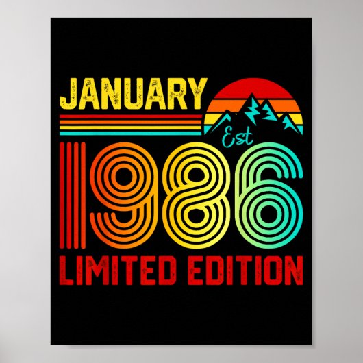 Retro January 1986 Limited Edition 40-year-old 40t Poster (Vorne)