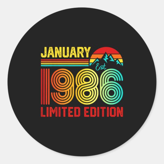 Retro January 1986 Limited Edition 40-year-old 40t Runder Aufkleber (Vorderseite)