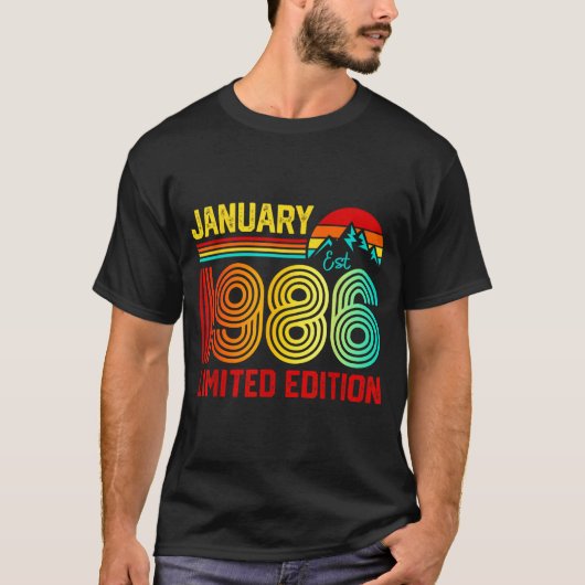 Retro January 1986 Limited Edition 40-year-old 40t T-Shirt (Vorderseite)