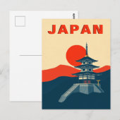Retro-Japan-Reise Kunst Pagode Tempel Postkarte (Vorne/Hinten)