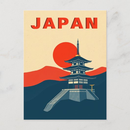 Retro-Japan-Reise Kunst Pagode Tempel Postkarte (Vorderseite)