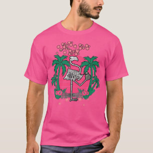 Retro Japan Vaporwave Kanji Skeleton Flamingo Para T-Shirt