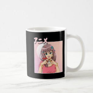 Retro Japanese Anime Girl Vaporwave Aesthetic Pink Kaffeetasse