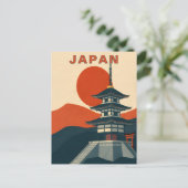 Retro Japanese Shrine Pagoda Travel Postkarte (Stehend Vorderseite)